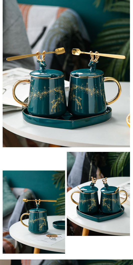 Taza de Pareja Grande con Tapa y Cuchara - Diseño Creativo para Café - Image 7