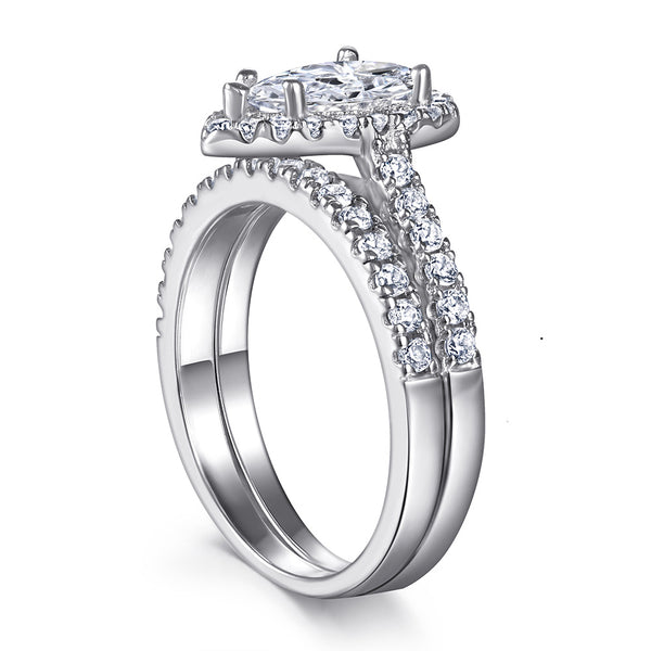 Anillo de Plata Esterlina con Zirconia Cúbica Gota - Simulante de Diamante