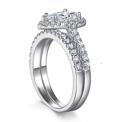 Anillo de Plata Esterlina con Zirconia Cúbica Gota - Simulante de Diamante