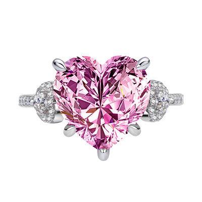 Anillo de Plata 925 con Corazón Incrustado de Diamantes 12mm - Image 8