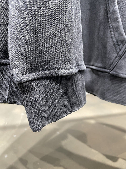 Sudadera con Capucha Desgastada y Cuello Fruncido - Estilo Urban Casual - Image 6