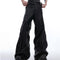 Pantalones Casuales de Cuero con Cadena Metalizada Vintage