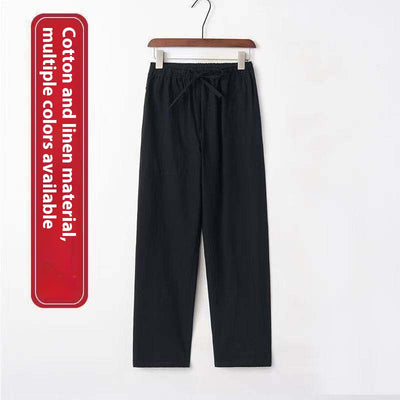 Pantalones de Lino Hombre Corte Recto Retro Sueltos - Image 14
