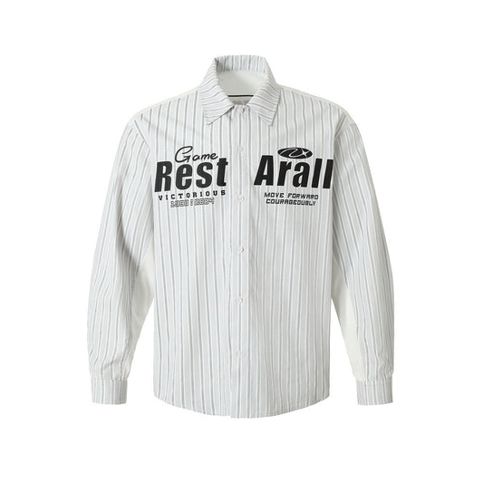 Camisa Manga Larga Hombre con Estampado de Letras Diseño Oversize