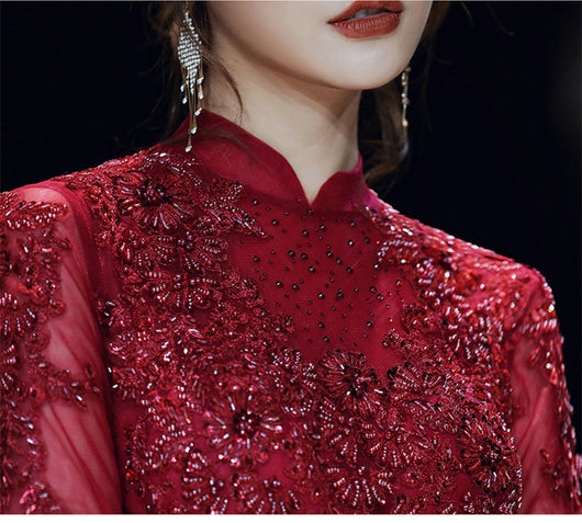 Blusa de Manga Larga Vino para Banquetes y Eventos - Image 15