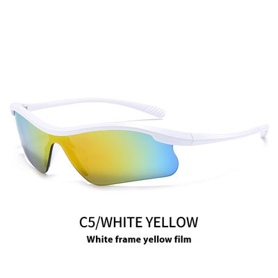 Blue frame sunglasses with blue mirrored lenses, ideal for outdoor sports and fashion wear. - Image 9