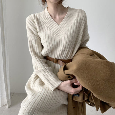 Vestido Base Suéter Midi para Mujer - Otoño e Invierno - Image 4
