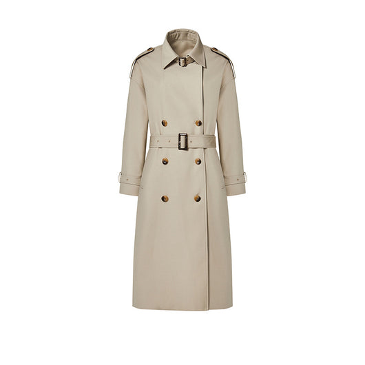 Abrigo Trench Largo para Mujer con Cuello Alzado y Doble Botonadura Ajustable - Image 4