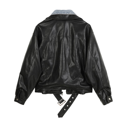 Chaqueta de Cuero para Motociclista con Costuras Vaqueras - Image 2