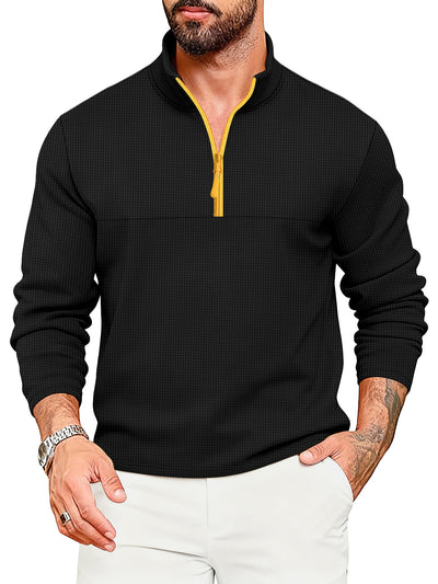 Suéter Deportivo Hombre Media Cremallera Bloques de Color Cuello Alto Manga Larga - Image 27