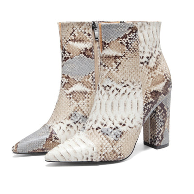 Botas Cortas con Patrón de Piel de Serpiente para Mujer - Estilo Europeo - Image 2