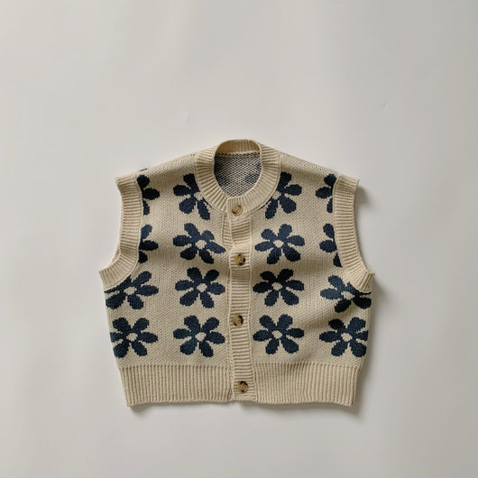 Chaleco Tejido Flores Retro Estilo Coreano para Niños - Image 11