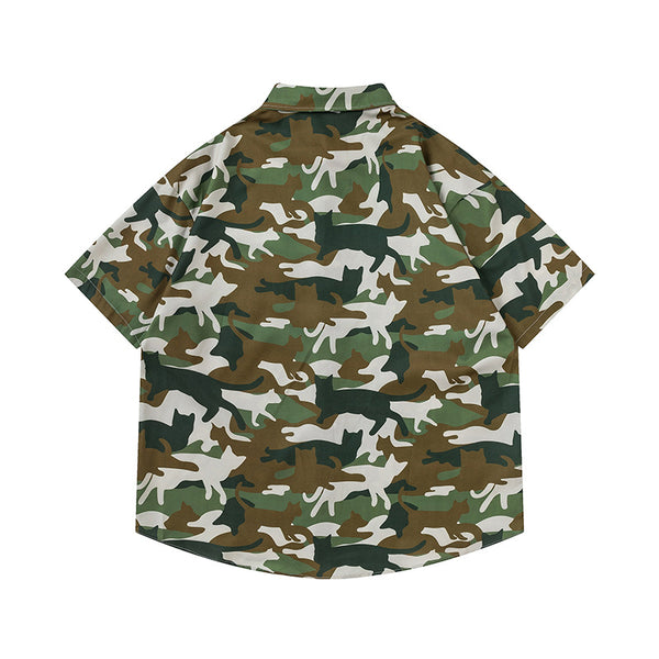 Playera Estampada Camuflaje Gato para Hombre