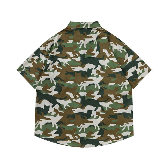 Playera Estampada Camuflaje Gato para Hombre