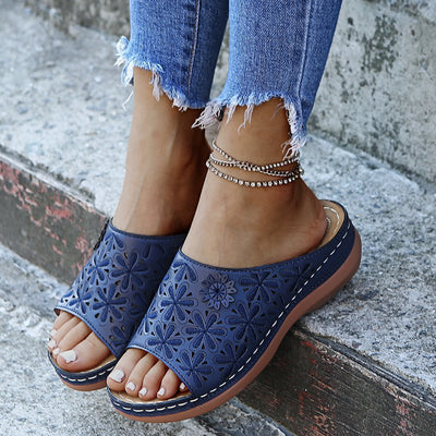 Sandalias Retro Mujer con Flores Caladas - Zapatos de Verano para Exterior - Image 21
