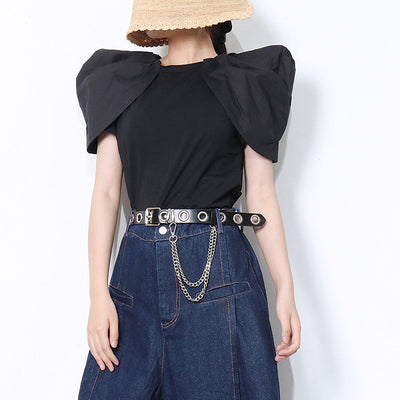 Polera Cropped Patchwork Cuello Redondo Ajustada para Mujer - Image 6