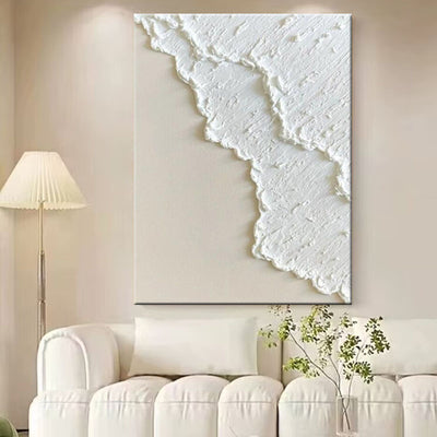 Cuadro Óleo Tridimensional Blanco Pintado a Mano - Image 10