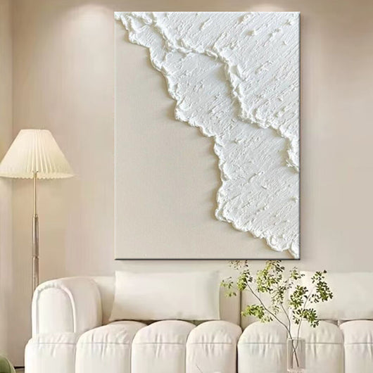 Cuadro Óleo Tridimensional Blanco Pintado a Mano - Image 10