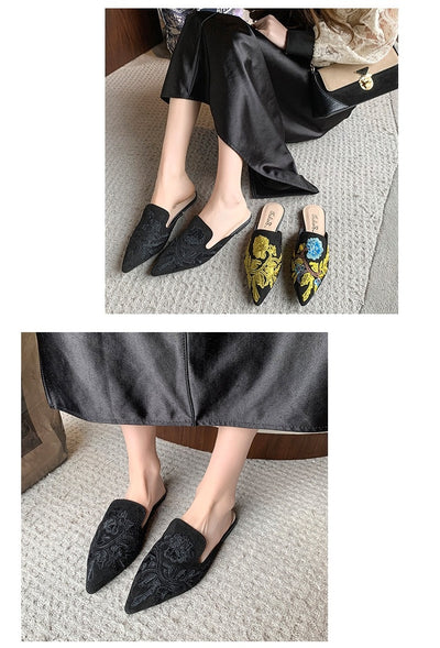 Pantuflas Bordadas Baotou Estilo Nacional para Mujer - Comodidad de Verano - Image 23