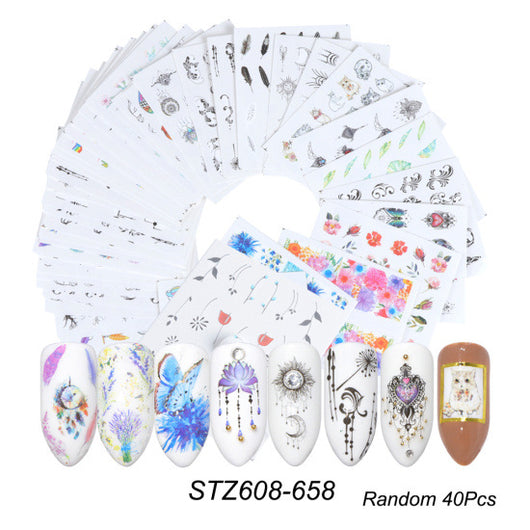 Set de Stickers para Uñas con Flores de Encaje Blanco y Negro - Image 6