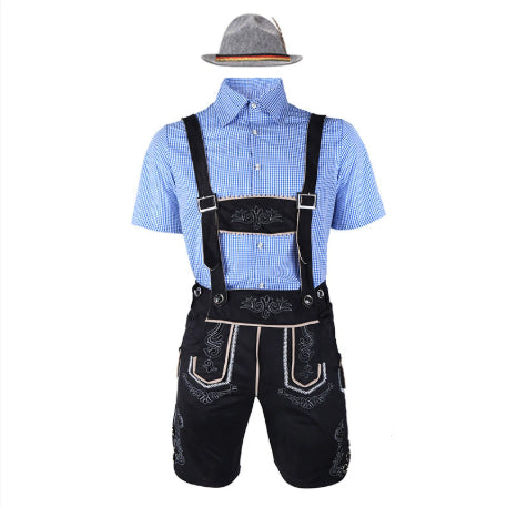 Conjunto Completo para Festival de Cerveza - Overol Denim, Camisa y Gorro - Image 8