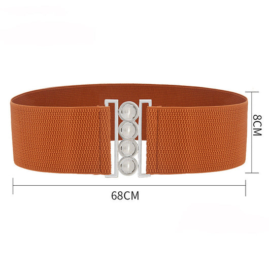 Cinturón Ancho de Moda con Hebilla Metálica de Cuatro Aros - Image 14