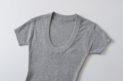 Blusa Ajustada de Lana Estilo Europeo - Cuello Redondo Liso y Elástico - Image 27