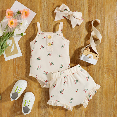 Conjunto de Tirantes Floral para Bebé - Set de 3 Piezas en Tela Waffle - Image 5