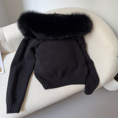 Abrigo de Primavera para Mujer con Cuello de Zorro Real y Capucha - Image 45