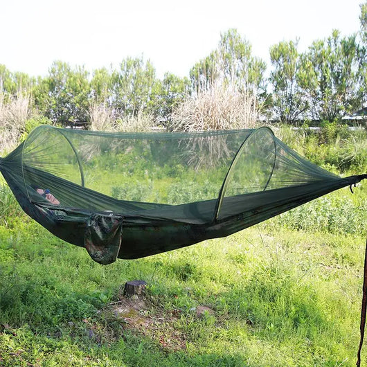 Hamaca Camping Automática con Red Antimosquitos para Viajes y Aventura - Image 2
