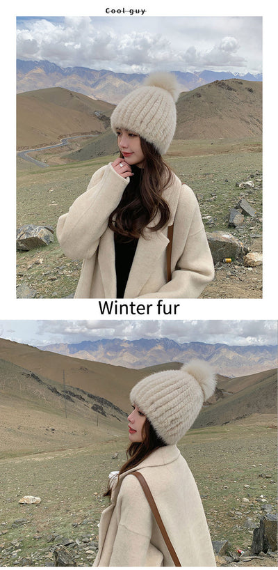 Gorro de Piel de Visón con Lana Gruesa Aislante - Image 21