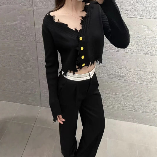 Pantalón Negro Casual Recto con Corte Relajado y Caída Elegante - Image 3