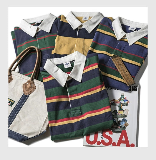 Polo Retro de Manga Larga con Rayas - Camiseta Clásica para Hombre - Image 15