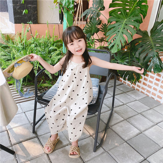Jumpsuit de Pierna Ancha con Tirantes para Niña