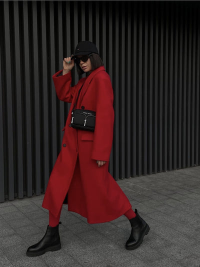 Abrigo Largo Rojo de Moda Premium con Personalidad - Image 10