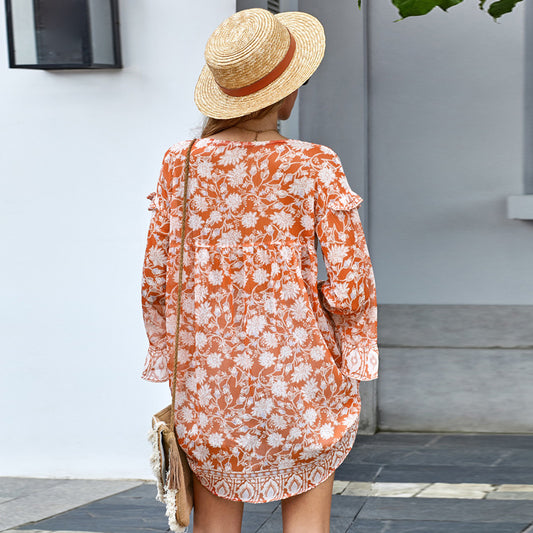 Blusa Bohemia de Verano con Volantes y Escote en V - Image 2