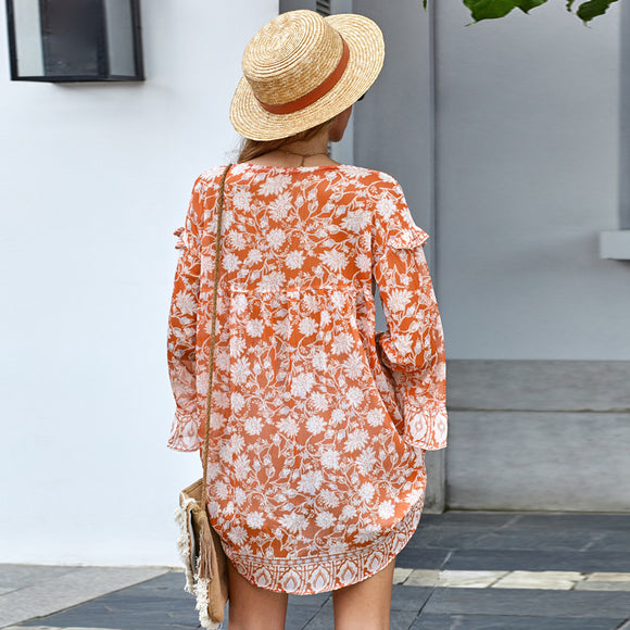 Blusa Bohemia de Verano con Volantes y Escote en V