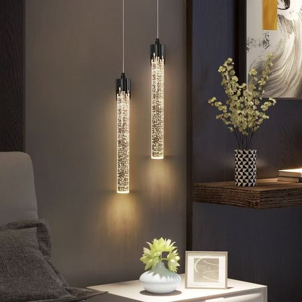 Lámpara Colgante Anillo Cristal Decorativa para Dormitorio y Mesita de Noche