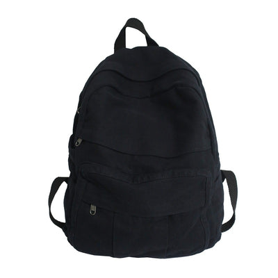 Mochila Escolar de Lona Teñida en Colores Sólidos - Image 2