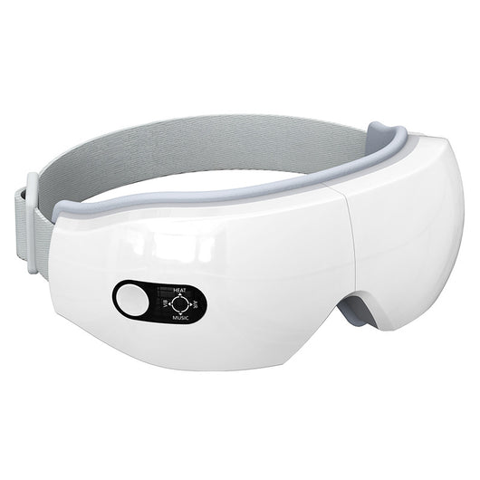 White hot compress eye mask with Bluetooth, featuring a power button and adjustable strap for eye protection and massage. - Image 10