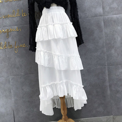 Falda Midi Capas de Encaje Estilo Volantes para Mujer - Image 3