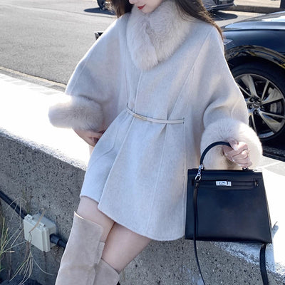 Abrigo de Lana Elegante Estilo Coreano Manga Larga Ajustado Retro - Image 4