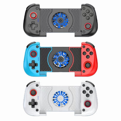 X3 stretching game controller with a blue left grip, red right grip, and a central cooling fan. - Image 4