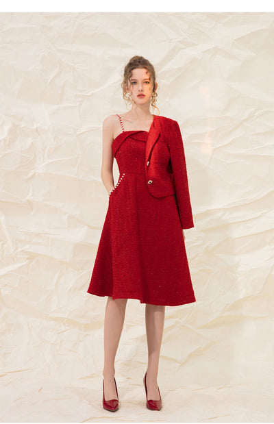 Vestido Tweed Perla con Tirante Retro para Mujer - Image 12