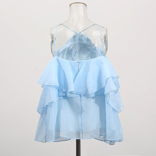 Blusa Halter sin Mangas con Volantes Elegantes - Image 11