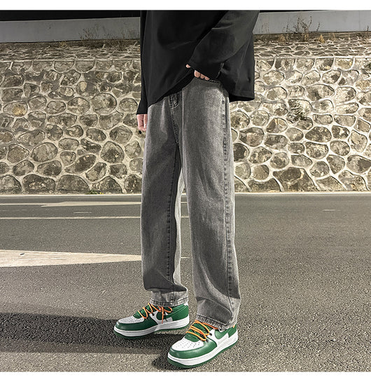 Jeans Grises Holgados de Pierna Recta para Hombre - Image 16