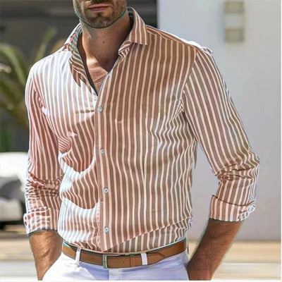 Camisa Manga Larga a Rayas Slim Fit para Hombre - Image 7