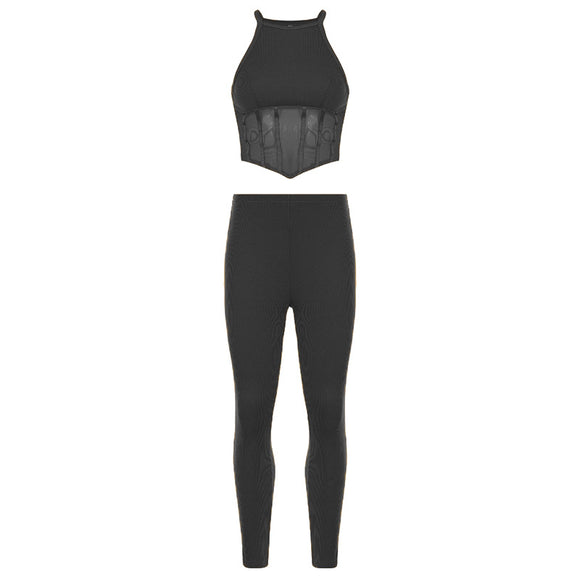 Conjunto Deportivo Dos Piezas: Top Sin Mangas y Pantalón Yoga Ajustado