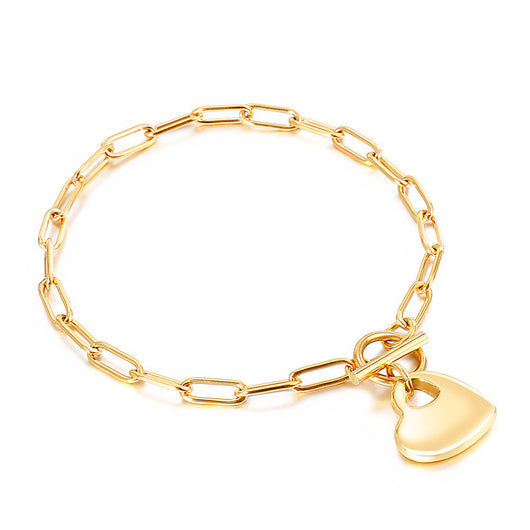 Conjunto de Pulsera y Collar de Acero Titanio con Corazón de Durazno para Mujer - Image 8