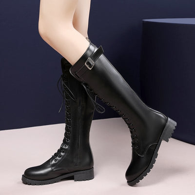 Botas Casuales de Encaje Tubo Largo y Punta Redonda - Image 8